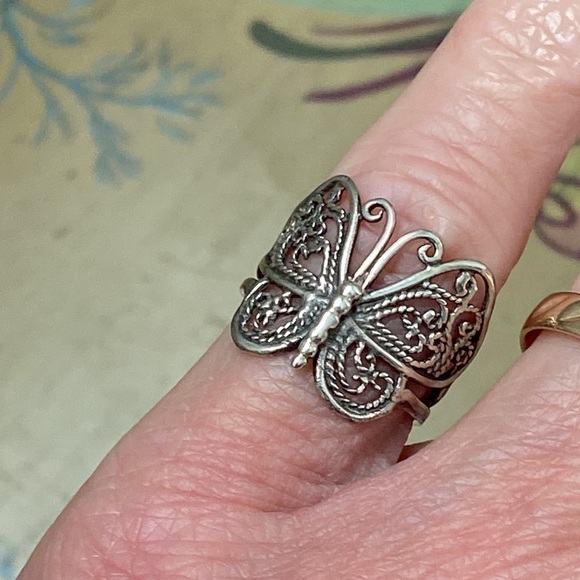 925 sterling silver intricate rope braid butterfly ring - Picture 9 of 12